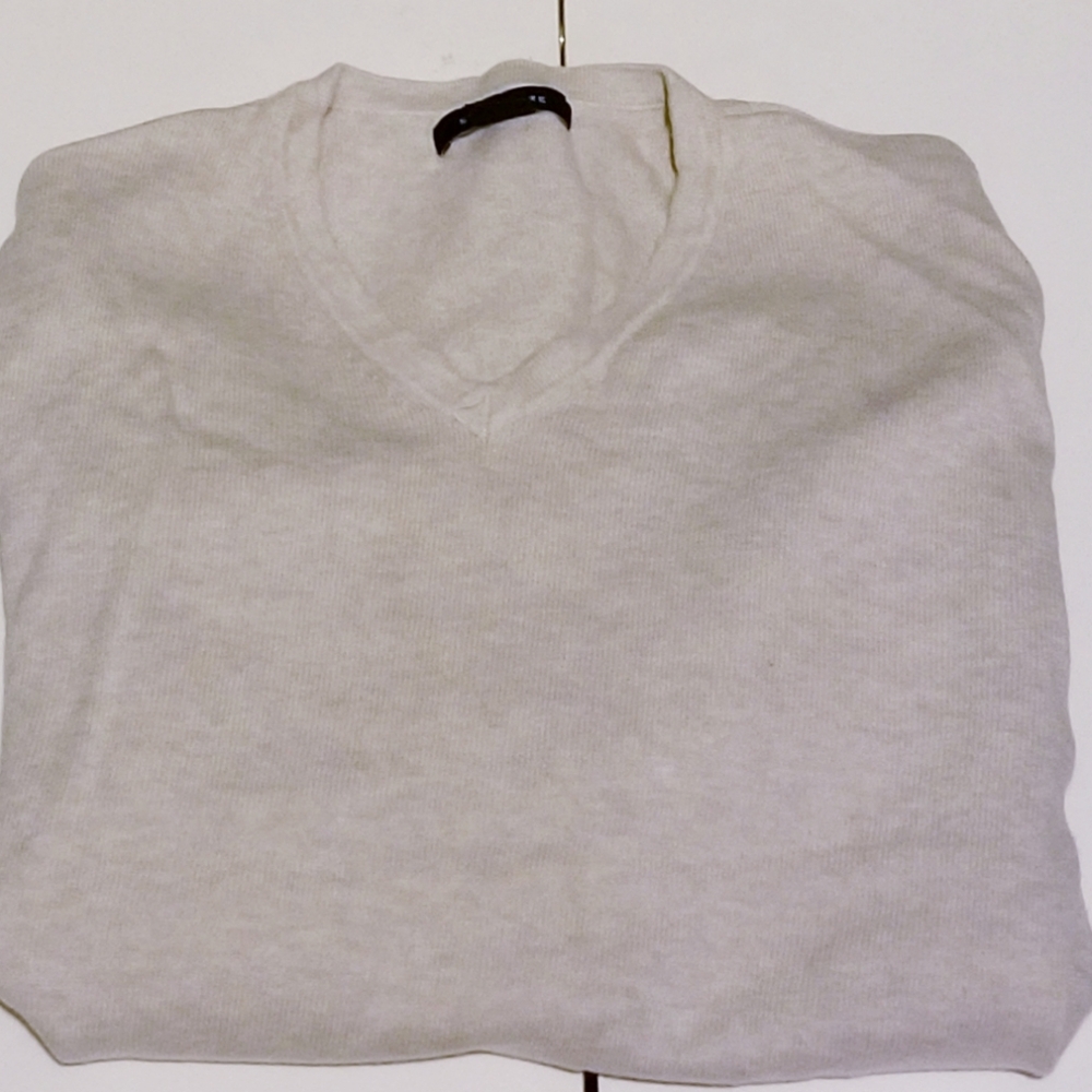 Men's Structure V-Neck Size M Sweater Cream